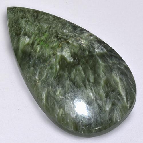 Séraphinite vert naturelle en forme de poire, 28,70 ct, opaque