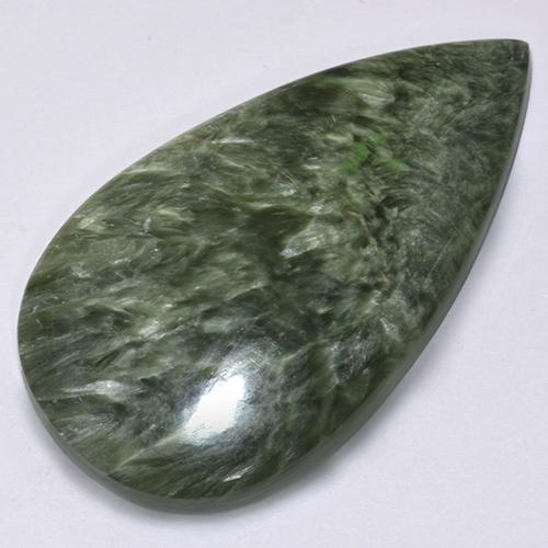Séraphinite vert naturelle en forme de poire, 28,70 ct, opaque