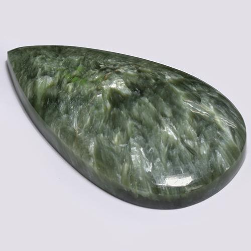Séraphinite vert naturelle en forme de poire, 28,70 ct, opaque