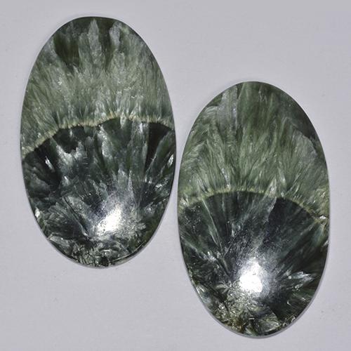 Achetez naturel 44.48ct Vert foncé Séraphinite gems, Coupe ovale, En provenance Russie chez GemSelect. En stock, livraison internationale!