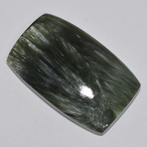 Séraphinite Vert foncé naturelle Coupe coussin, 30.56 ct, Opaque