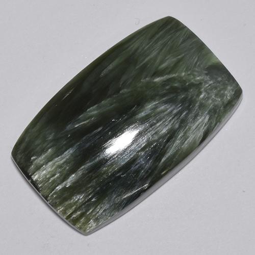 Séraphinite Vert foncé naturelle Coupe coussin, 30.56 ct, Opaque
