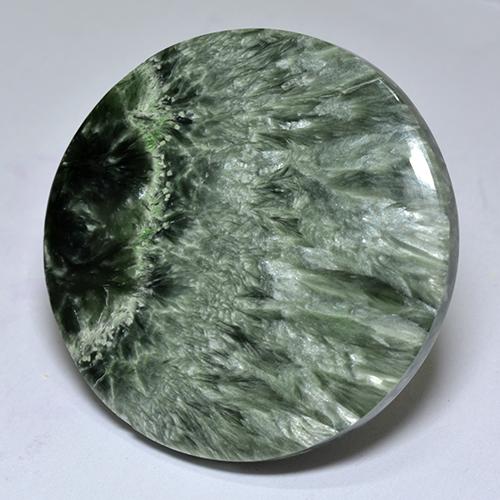 Séraphinite vert naturelle coupe roude, 32,26 ct, opaque