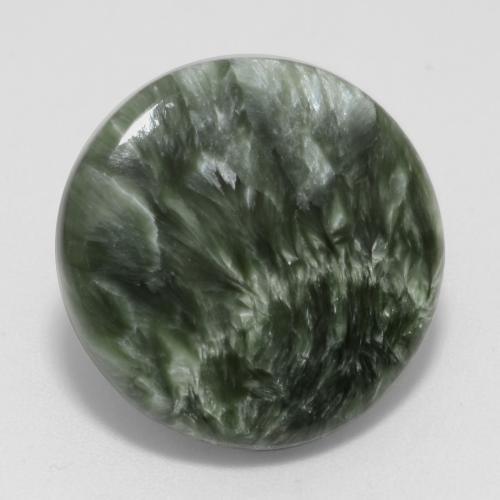 Séraphinite vert naturelle coupe roude, 11,23 ct, opaque