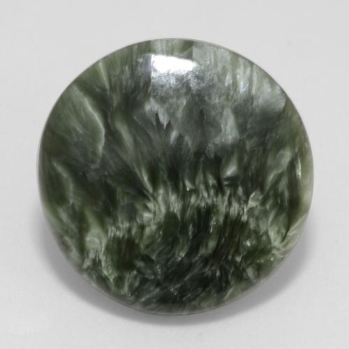 Séraphinite vert naturelle coupe roude, 11,23 ct, opaque