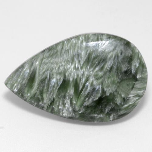 Séraphinite vert naturelle en forme de poire, 12,22 ct, opaque