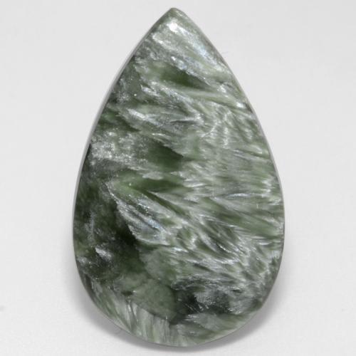 Séraphinite vert naturelle en forme de poire, 12,22 ct, opaque
