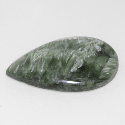 Séraphinite vert naturelle en forme de poire, 12,22 ct, opaque