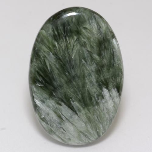 Séraphinite vert naturelle coupe ovale, 15,64 ct, opaque