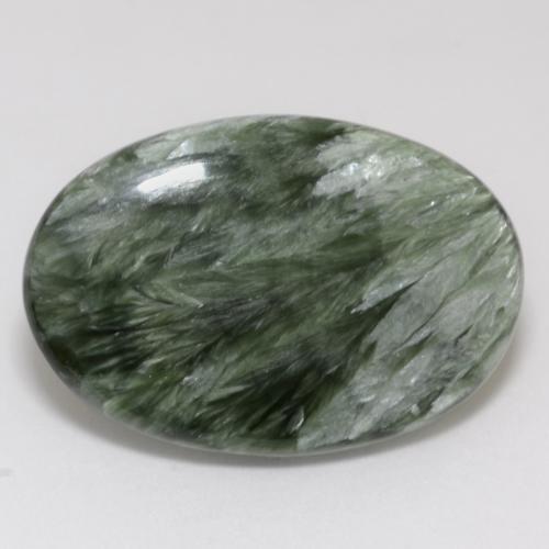 Séraphinite vert naturelle coupe ovale, 15,64 ct, opaque