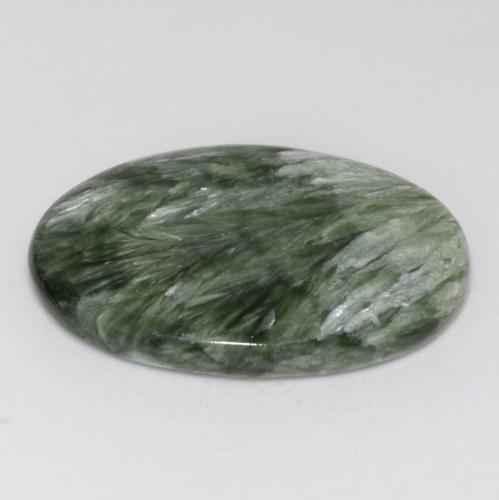 Séraphinite vert naturelle coupe ovale, 15,64 ct, opaque