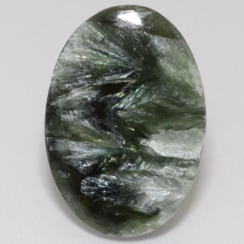 Séraphinite vert naturelle coupe ovale, 9,63 ct, opaque
