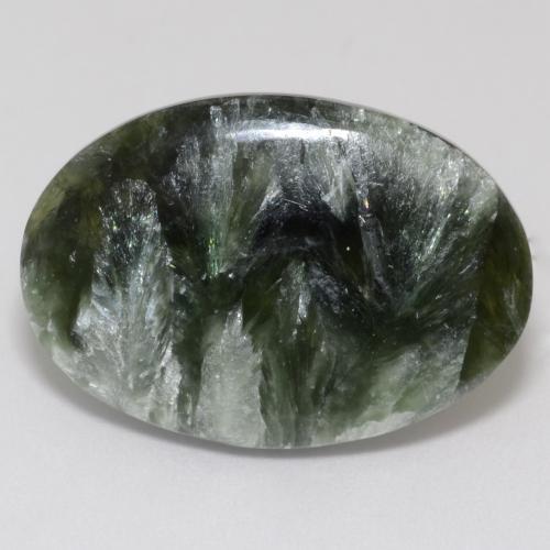 Séraphinite vert naturelle coupe ovale, 9,63 ct, opaque