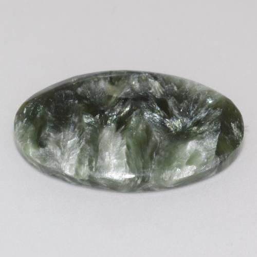 Séraphinite vert naturelle coupe ovale, 9,63 ct, opaque