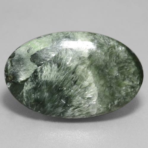 Séraphinite vert naturelle coupe ovale, 11,26 ct, opaque