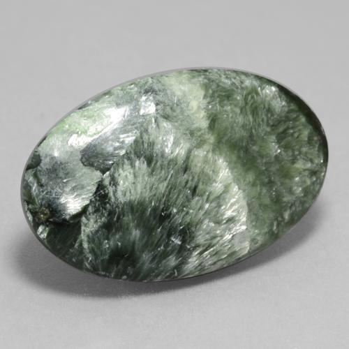 Séraphinite vert naturelle coupe ovale, 11,26 ct, opaque