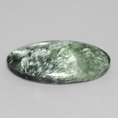 Séraphinite vert naturelle coupe ovale, 11,26 ct, opaque