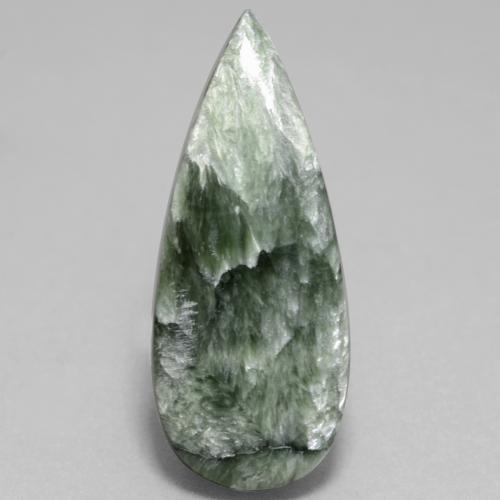 Séraphinite Vert moyen naturelle En forme de poire, 8.40 ct, Opaque