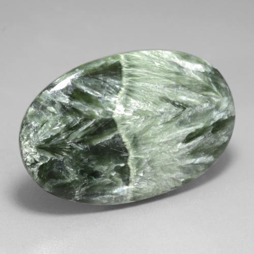 Séraphinite Vert moyen naturelle Coupe ovale, 29.23 ct, Opaque