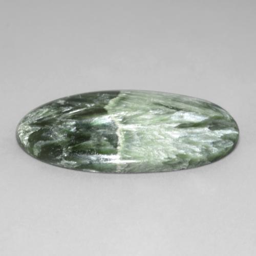 Séraphinite Vert moyen naturelle Coupe ovale, 29.23 ct, Opaque