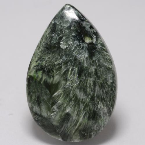 Séraphinite vert naturelle en forme de poire, 8,36 ct, opaque