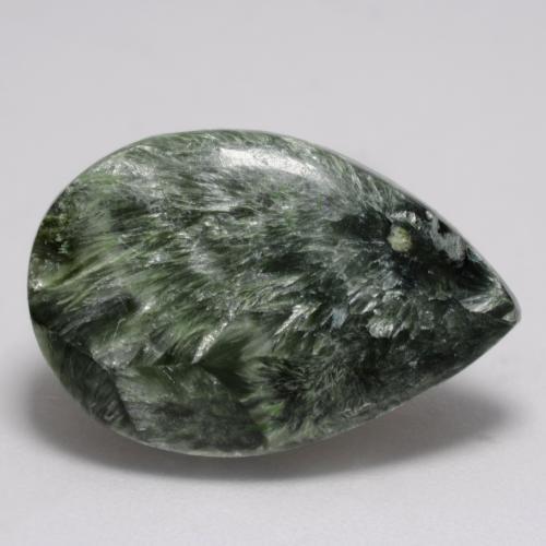 Séraphinite vert naturelle en forme de poire, 8,36 ct, opaque
