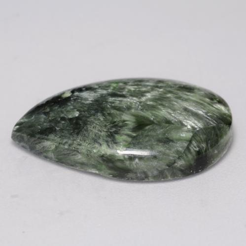 Séraphinite vert naturelle en forme de poire, 8,36 ct, opaque
