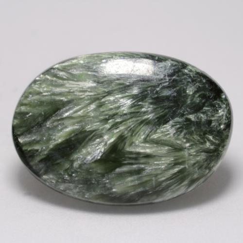 Séraphinite vert naturelle coupe ovale, 8,17 ct, opaque