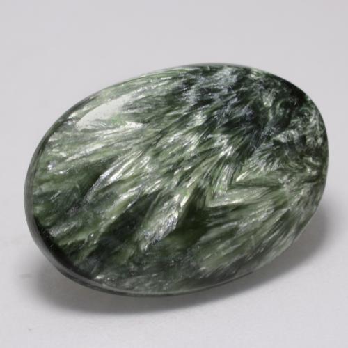 Séraphinite vert naturelle coupe ovale, 8,17 ct, opaque