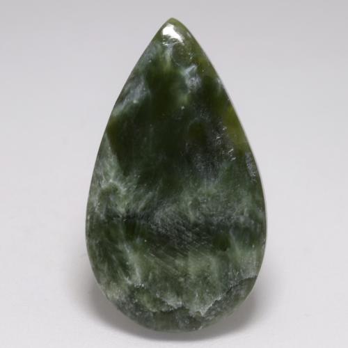Séraphinite vert naturelle en forme de poire, 8,10 ct, opaque