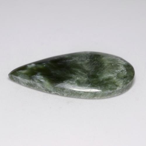 Séraphinite vert naturelle en forme de poire, 8,10 ct, opaque