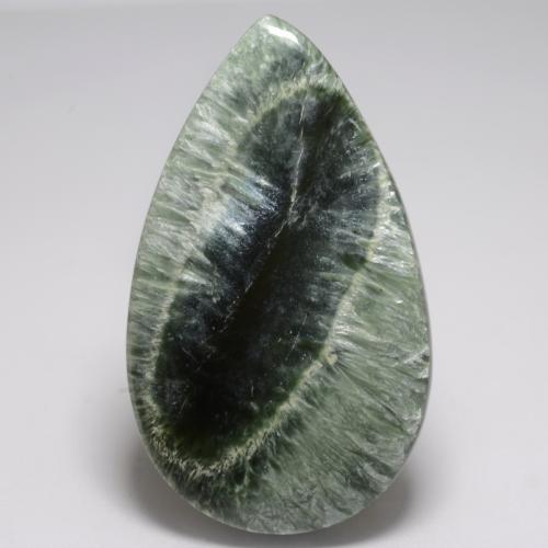 Séraphinite vert naturelle en forme de poire, 20,83 ct, opaque