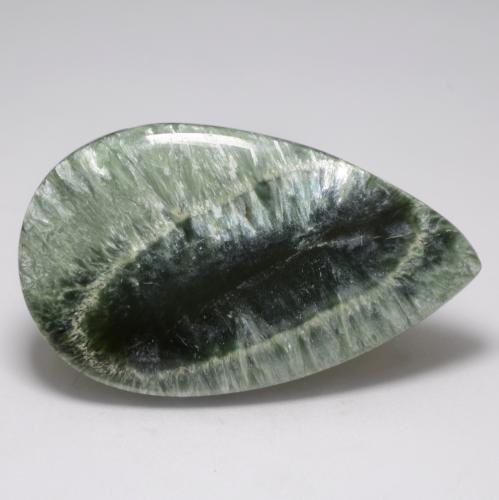 Séraphinite vert naturelle en forme de poire, 20,83 ct, opaque