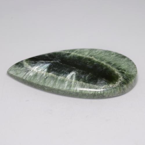 Séraphinite vert naturelle en forme de poire, 20,83 ct, opaque