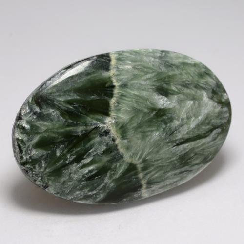 Séraphinite Vert foncé naturelle Coupe ovale, 21.21 ct, Opaque