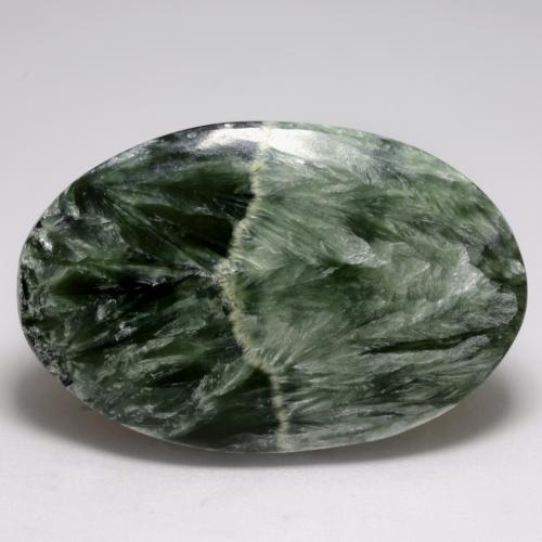 Séraphinite Vert foncé naturelle Coupe ovale, 21.21 ct, Opaque