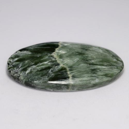 Séraphinite Vert foncé naturelle Coupe ovale, 21.21 ct, Opaque