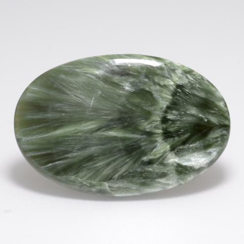 Séraphinite vert naturelle coupe ovale, 15,02 ct, opaque