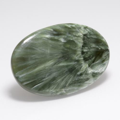 Séraphinite vert naturelle coupe ovale, 15,02 ct, opaque