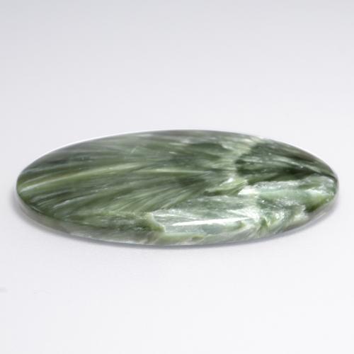 Séraphinite vert naturelle coupe ovale, 15,02 ct, opaque