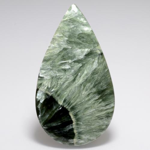 Séraphinite vert naturelle en forme de poire, 20,54 ct, opaque