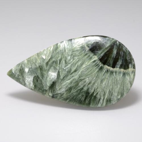 Séraphinite vert naturelle en forme de poire, 20,54 ct, opaque