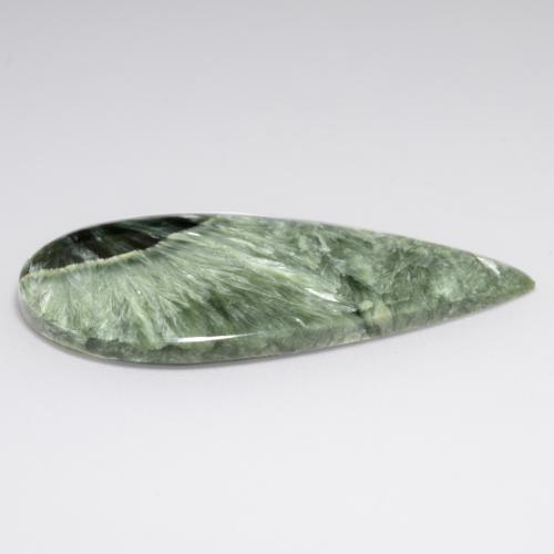 Séraphinite vert naturelle en forme de poire, 20,54 ct, opaque