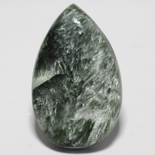 Séraphinite Vert foncé naturelle En forme de poire, 10.14 ct, Opaque