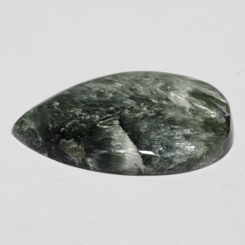 Séraphinite Vert foncé naturelle En forme de poire, 10.14 ct, Opaque