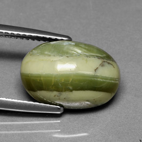 Serpentine vert naturelle coupe ovale, 5,70 ct, opaque