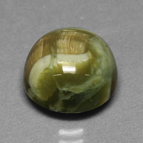 Serpentine vert naturelle coupe roude, 5,69 ct, opaque