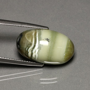 Serpentine vert naturelle coupe ovale, 9,88 ct, opaque