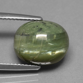 Serpentine vert naturelle coupe ovale, 4,84 ct, opaque