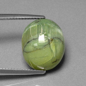 Serpentine vert naturelle coupe ovale, 8,56 ct, opaque